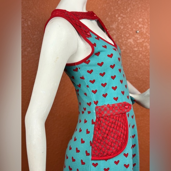Voodoo Vixen Heart Patterned Dress with Red Accents Size Small.  E73 - Picture 14 of 17